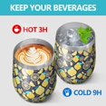 thumbnail image 4 of 12oz Stemless Wine Tumblers Yellow Lemon Fruit Slices DarkBlue Pattern Vacuum Insulated Stainless Steel Travel Tumbler Cups Mug with Lid and Straw for Champaign,Cocktail,Beer with Cleaning Brush, 4 of 5