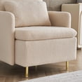 thumbnail image 4 of 30"W Sherpa Accent Chair with Back Pillow, Upholstered Cozy Comfy Armchair with Gold Metal Legs, Furry Reading Chair Single Club Sofa Chairs for Living Room Bedroom Waiting Room Office, Beige, 4 of 7