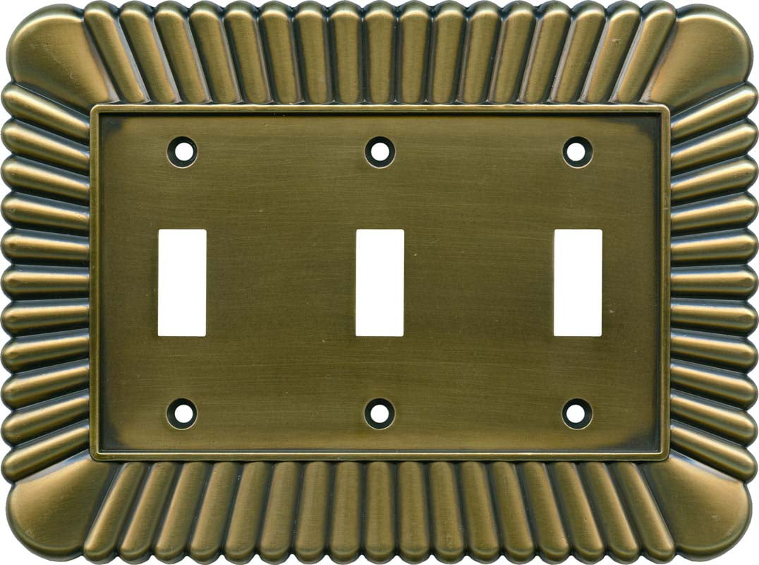 Brainerd French Tassel Antique Brass 3 Toggle Light Switch Covers
