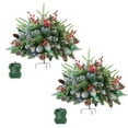 thumbnail image 4 of 1 Pcs Christmas Artificial Xmas Trees with Tripod Stake and 60 LED Lights, Exquisite Realistic Tree for Christmas Decorations Home Decor 18.1 Inch Green, 4 of 6