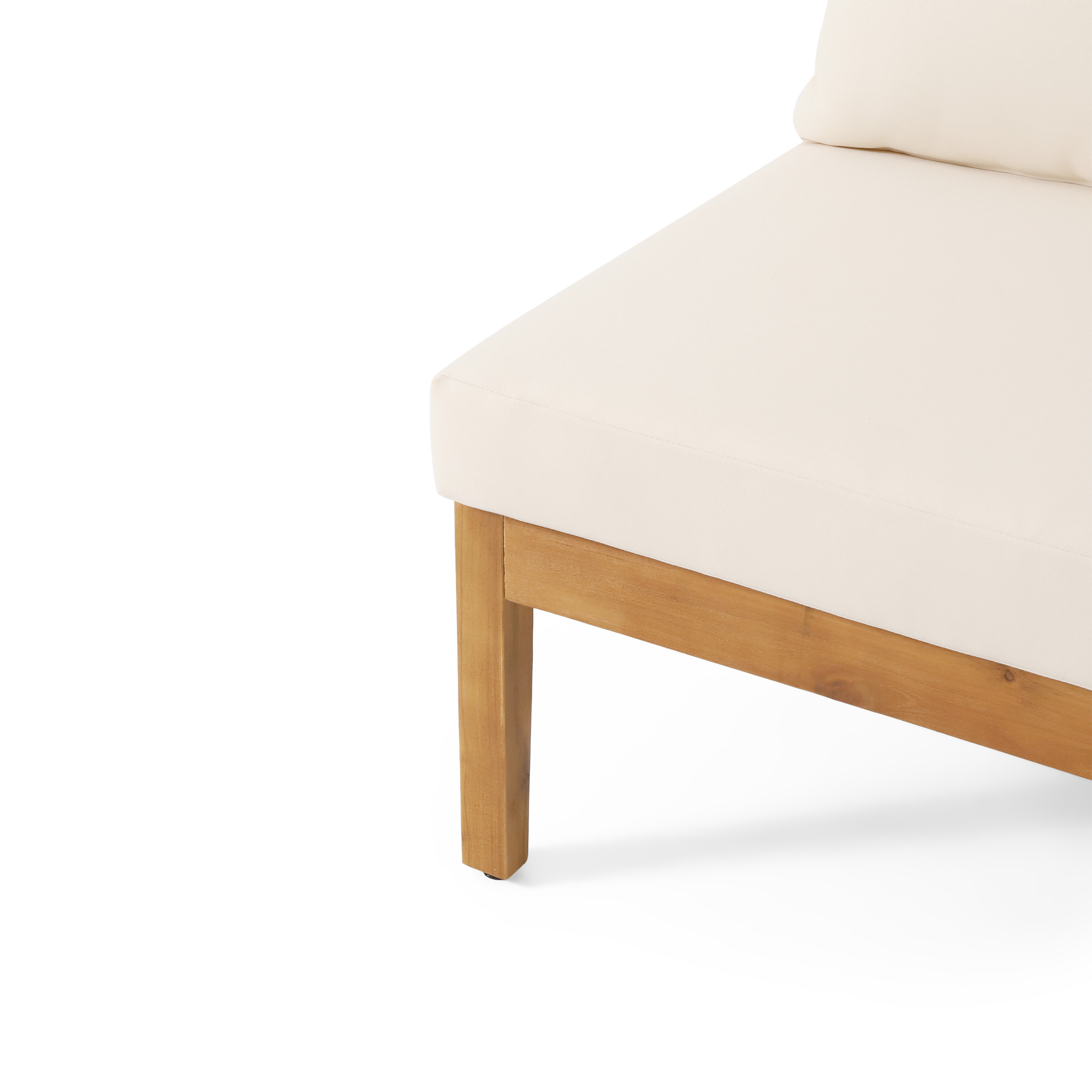 Christopher Knight Home Outdoor Left Right Arm Sectional Sofa Set with Cushions, Acacia Wood Frame, Beige