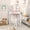 Pink, variant on Costway Kids Vanity Set Toddler Makeup Table & Stool with Tri-folding Mirror Drawer Blue