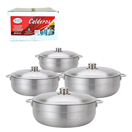 Aramco 8 Piece Alpine Gourmet Aluminum Caldero Set, 2/3.5/7/13 Quart, Silver