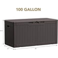 thumbnail image 2 of BOBOKY 100 Gallon Waterproof Large Resin Deck Box Indoor Outdoor Lockable Storage Container for Patio Furniture Cushions Garden Tools (100 Gallon)Dark Brown, 2 of 9