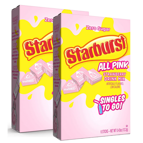 Starburst Singles to Go Powdered Drink Mix All Pink Strawberry Sugar-Free Low-Calorie 12 Total Servings
