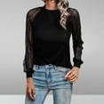 thumbnail image 2 of Yuyuzo Women Long Sleeve Tops Crew Neck Tops Patchwork Undershirts Ribbed Casual Blouses, 2 of 6