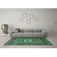 thumbnail image 3 of Ahgly Company Machine Washable Indoor Rectangle Persian Turquoise Blue Traditional Area Rugs, 3' x 5', 3 of 4