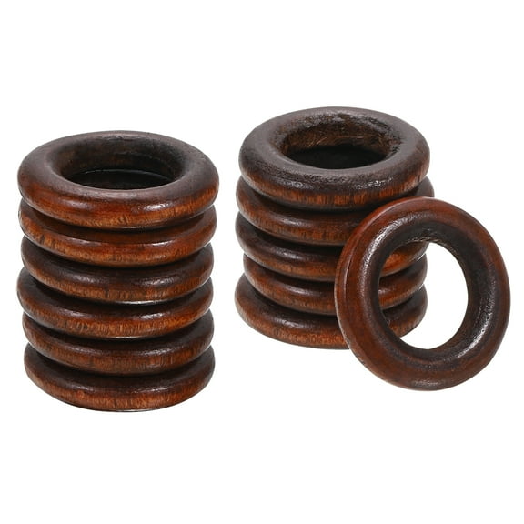 Uxcell 12Pack 30mm Natural Wood Rings, 6mm Thick Solid Wooden Circles for DIY Crafts