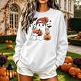 thumbnail image 2 of Frostluinai Women's Halloween Sweatshirts Crew Neck Funny Ghosts Pumpkin Graphic Pullover Spooky Season Holiday Party Sweatshirt XS-3XL, 2 of 6
