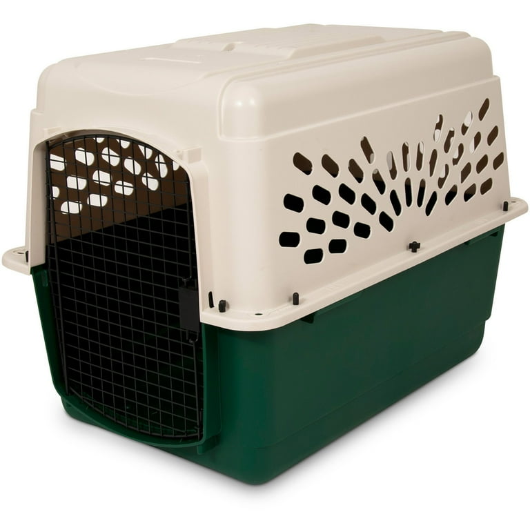 Petmate Ruffmaxx Plastic Dog Kennel 40 inch Length for Dogs 70 90 Pounds Tan Green