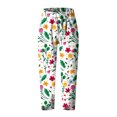 thumbnail image 4 of Edvintorg 2023 Women Cotton Linen Harem Pants Summer Flower Printed Casual Loose High Waist Pocket Trousers Female Vintage Ankle-Length Wide Leg Trousers, 4 of 5