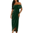thumbnail image 2 of formal Gowns and Evening Dresses Holiday Dress Ladies One Shoulder Slit Dress Velvet Skirt, 2 of 9