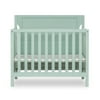 4 in 1 Convertible Mini/Portable Crib in Light Seafoam Green Non-Toxic Finish Made of Sustainable New Zealand Pinewood with 3 Mattress Height Settings