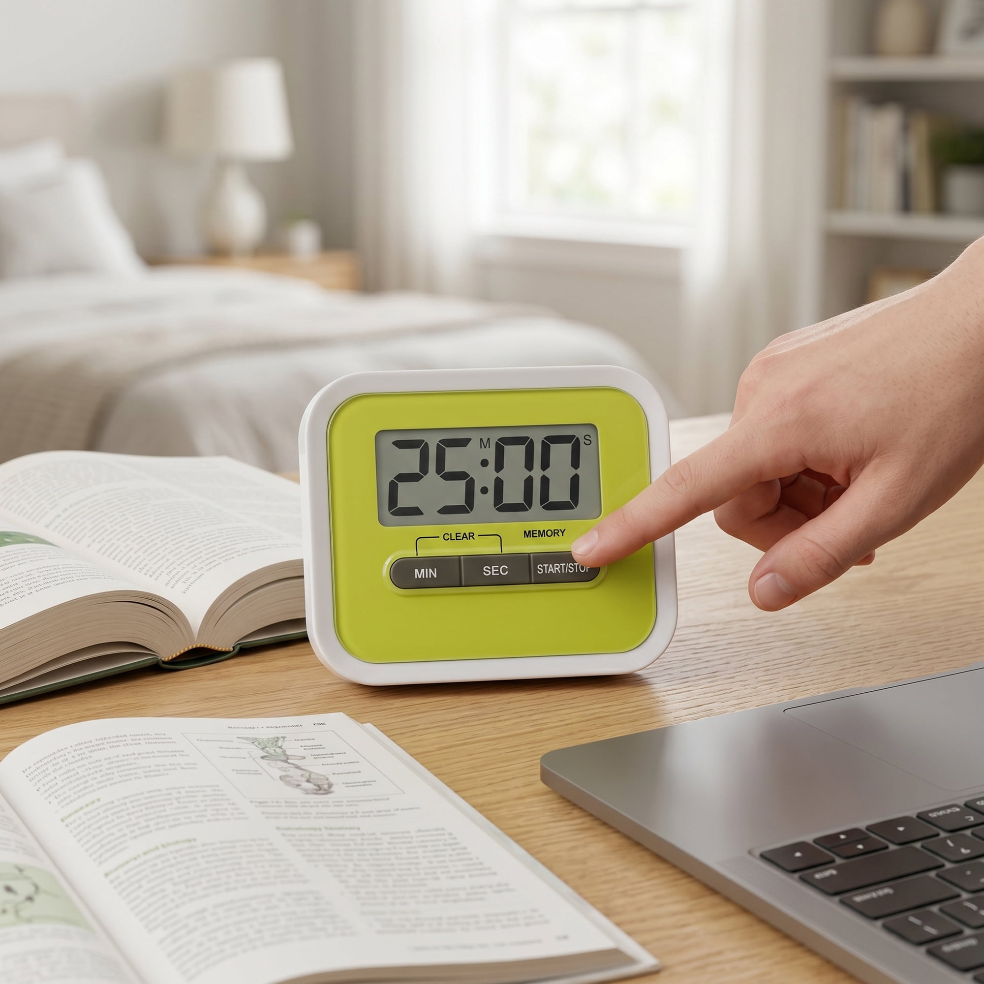 Unique Bargains Digital Loud Alarm Magnetic Backing Home Timer Yellow