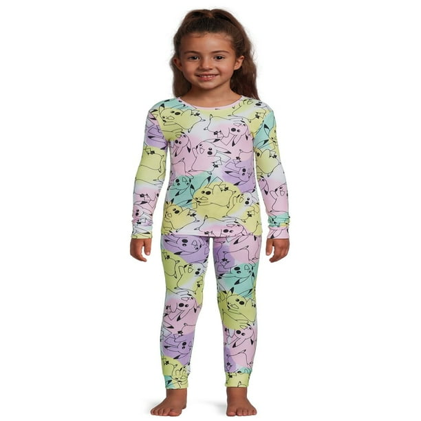 Girls Long Sleeve Top and Pants Snug Fit Pajama Set 2 Piece Sizes 4 10