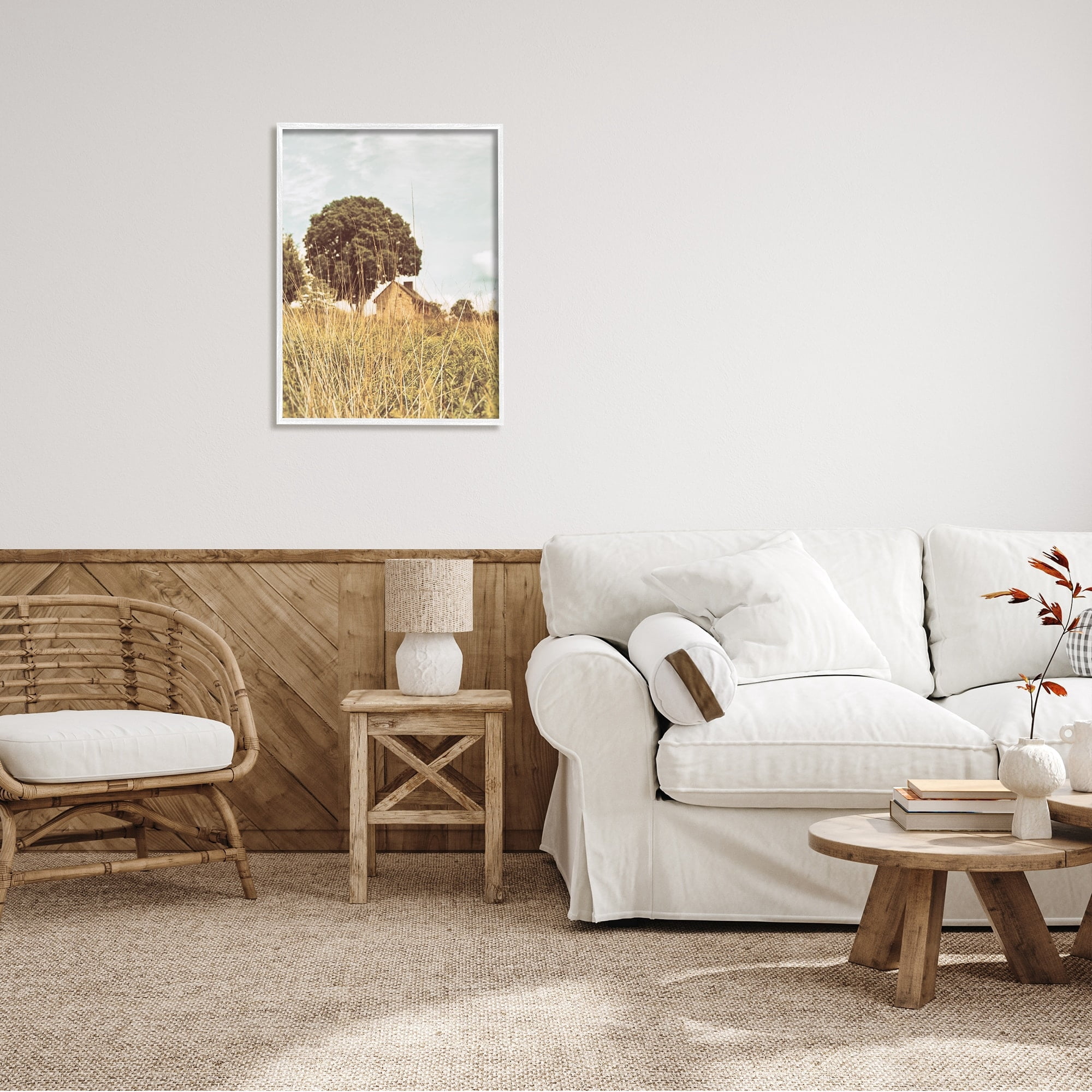 Stupell Industries Countryside Farm Meadow Tall Grass Summer Landscape Photography White Framed Art Print Wall Art, 24x30, by Aledanda
