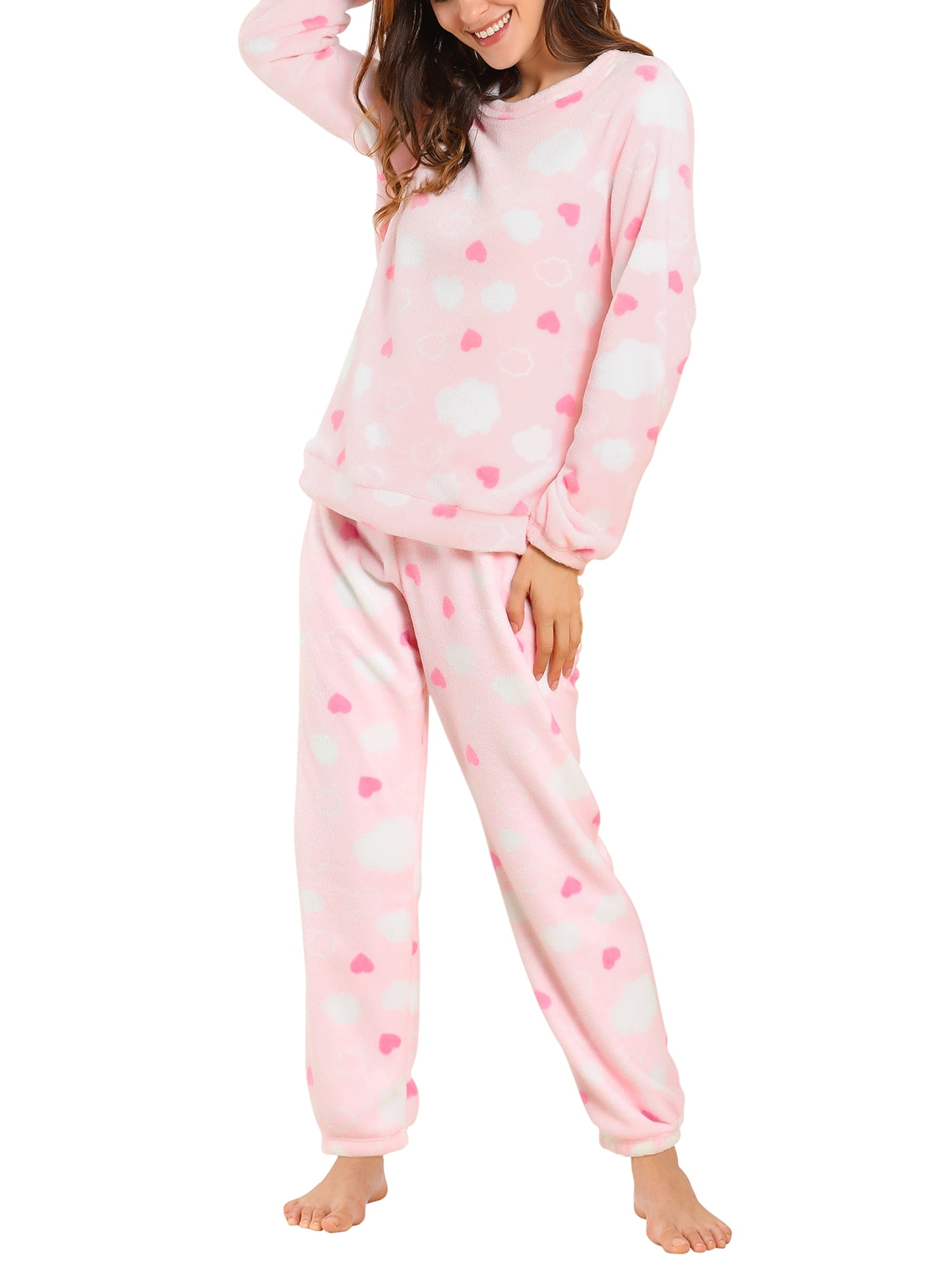 Unique Bargains Women's Winter Loungewear Sleepwear Flannel Pajama Set