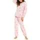 thumbnail image 5 of Conjuntos de pijama de franela de invierno para mujeres INSPIRE CHIC, loungewear de manga larga, estampado de corazones, color rosa, talla S, 5 of 7