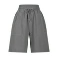 thumbnail image 5 of on Sale Prime BiZtdJrK Bermuda Shorts for Women Knee Length Drawstring Cotton Linen Shorts Loose Lightweight Summer Vacation Shorts with Pockets Gray XL, 5 of 8