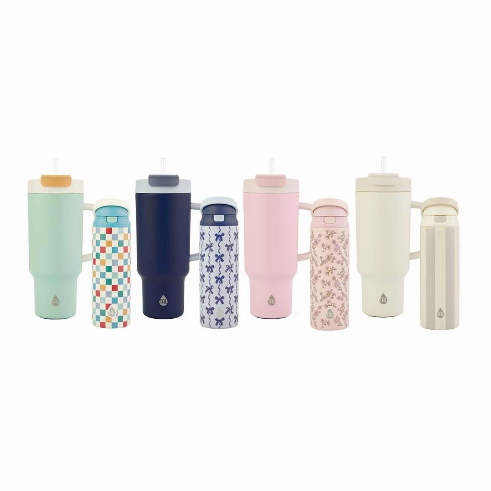 TAL Stainless Steel 2-in-1 Straw and Chug Water Bottle with Push Lid 24 fl oz, Pink Floral, TAL 24oz 2-in-1 - Pink Floral