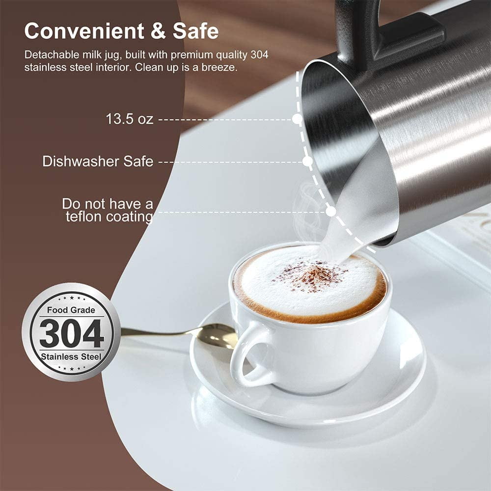 HadinEEon Milk Frother,500ml Electric Milk Steamer, Automatic Hot or Cold Milk  Frother Warmer,Foam Maker, Milk Heater for Coffee,Latte,Cappuccinos or Hot  Chocolates, Stainless Steel Non-Stick Interior 