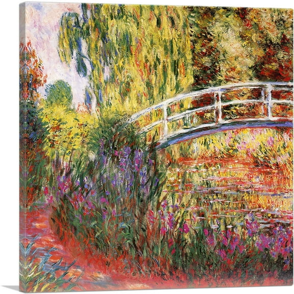 ARTCANVAS The Japanese Bridge - The Water-Lily Pond Canvas Art Print by Claude Monet - Size: 18" x 18" (0.75" Deep)