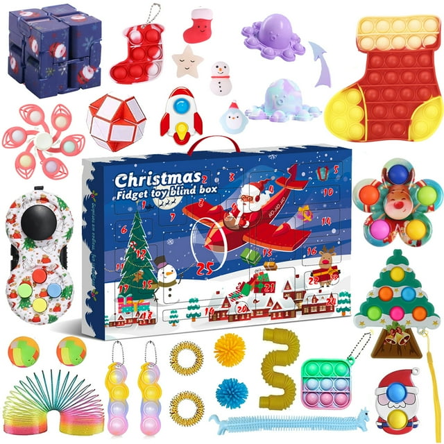 FAROOT Christmas 25 Days Advent Calendar with 27 Pcs Sensory Fidget Toys