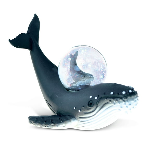 Puzzled Stone and Resin 45mm Humpback Whale Snow Globe Handcrafted Water Globe Accent, Multi-Color, 3.9"x3.8"x4.8"
