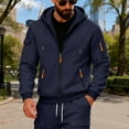 thumbnail image 2 of Dwelliawo Hoodies for Men Zip Up Cargo Hoodies Pullover Big and Tall Workout Sweatshirts Autumn Tactical Hoodies with Pockets Navy 2XL, 2 of 8
