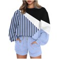 thumbnail image 1 of Puntoco Conjunto De Sudadera Con Pantalón Y top Con Cuello Redondo De Manga Larga Informal Estampado Para Mujer Azul Claro S, 1 of 3