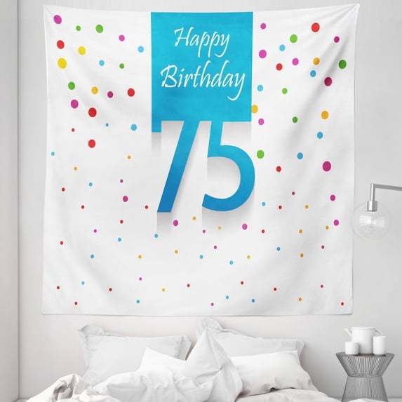 Party Tapestry, Colorful Rain with Polka Dots Hand Written Celebration Party Theme, Fabric Wall Hanging Decor for Bedroom Living Room Dorm, 5 Sizes, Multicolor, by Ambesonne