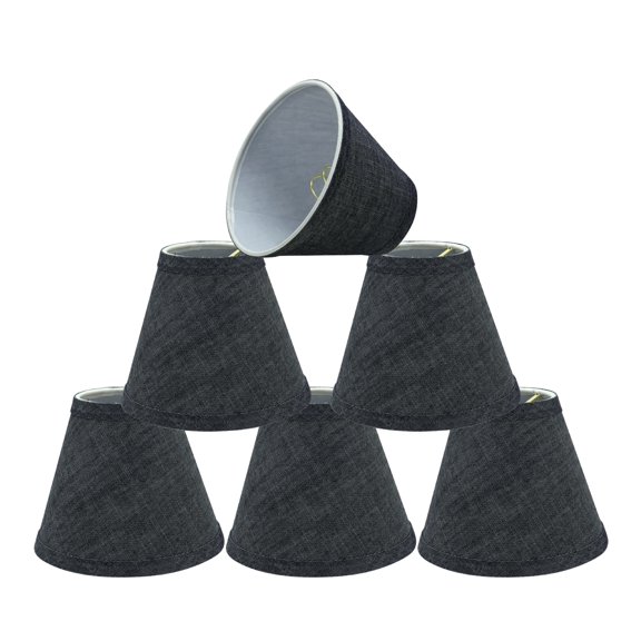 Aspen Creative 32120-6 Small Hardback Empire Shape Chandelier Clip-On Lamp Shade Set (6 Pack), Transitional Design in Grey-Blue, 6" bottom width (3" x 6" x 5")