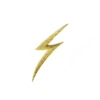 Gold - Lightning Bolt - Iron on Embroidered Patch Applique