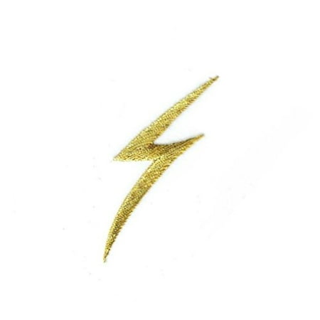 Gold - Lightning Bolt - Iron on Embroidered Patch (Best Man Lightning Bolt Patch)