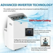 مكيف هواء محمول Whynter NEX Inverter بخرطوم مزدوج للتبريد مع شبكة Wi-Fi ذكية ومزيل للرطوبة ومروحة، كفاءة ARC-1230WN بمساحة 600 قدم مربع