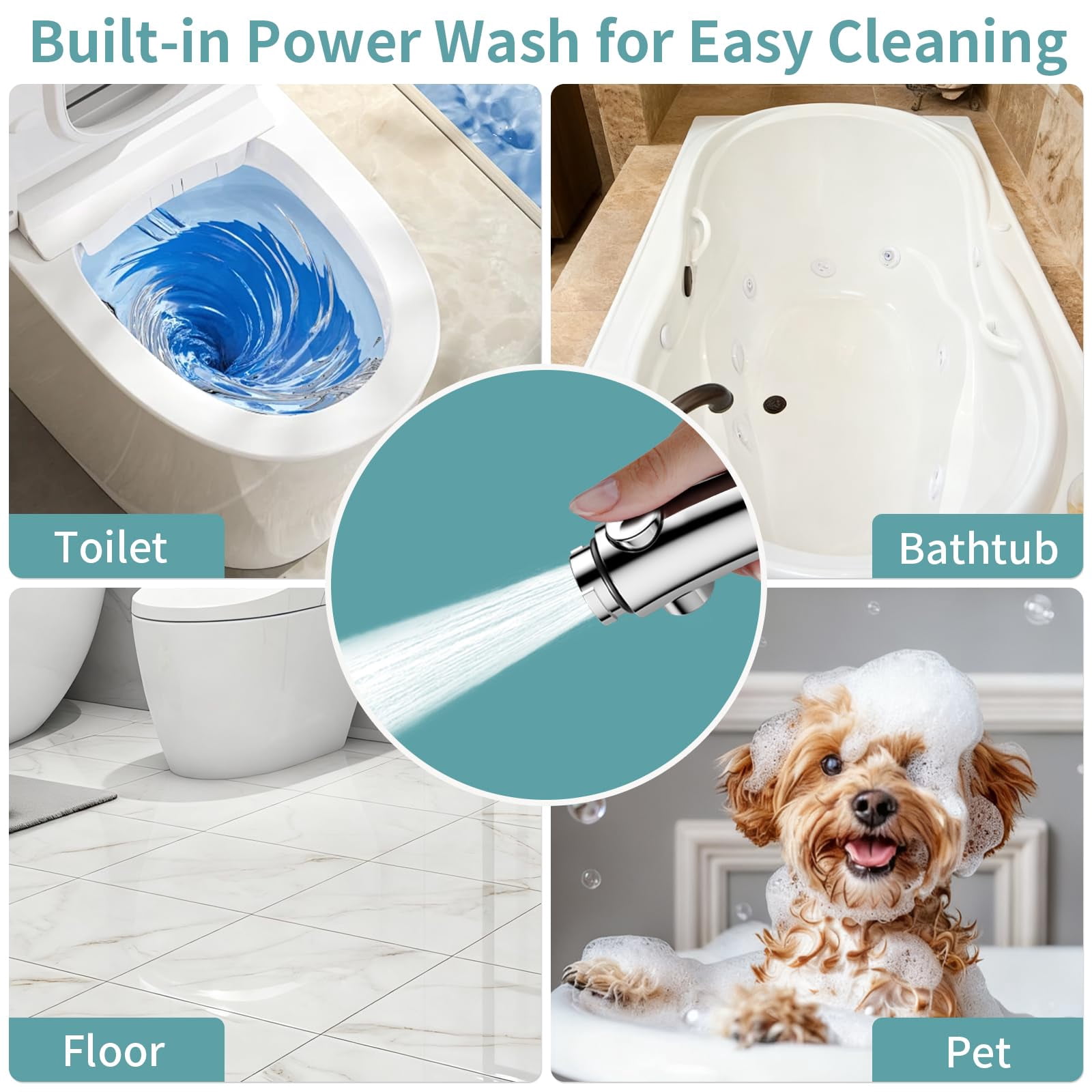 Bathtub Faucet with Handheld Sprayer Chrome Metal Bath Spout Diverter