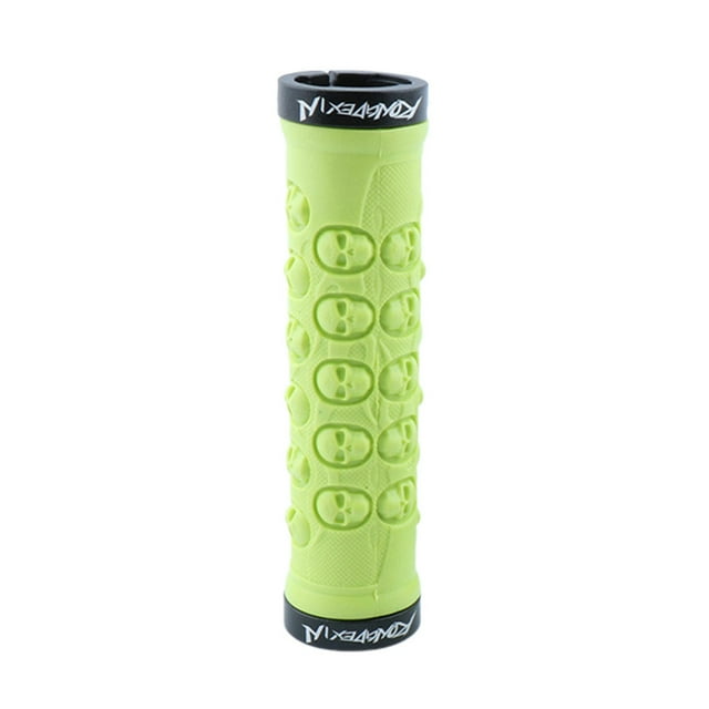 Anti-collision Rubber Bike Handlebar Sleeve Cycling Lock on Anti-Slip Cover , Green Skull