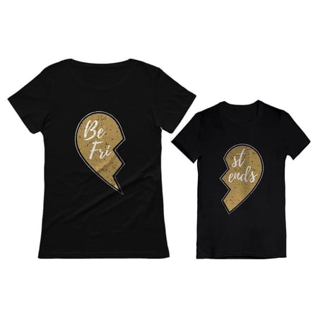 Mom and Daughter Matching Outfits Best Friends Women Shirt Toddler Girl T Shirt Mom Black Large / Girl Black 4T