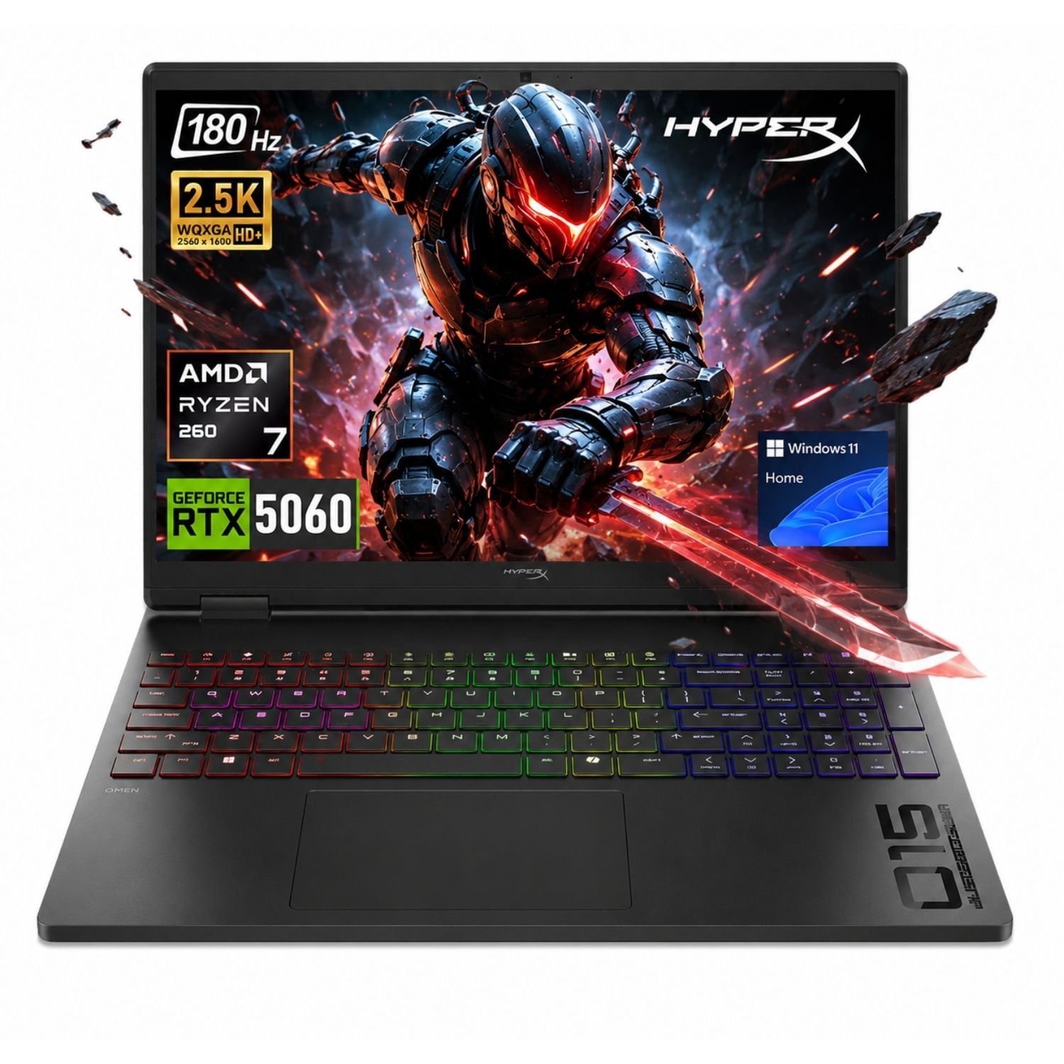HP HyperX Omen RTX 5060 Gaming Laptop, 15.3" WQXGA 180Hz, AMD Ryzen 7 260, 16GB DDR5, 1TB SSD, Windows 11 Home