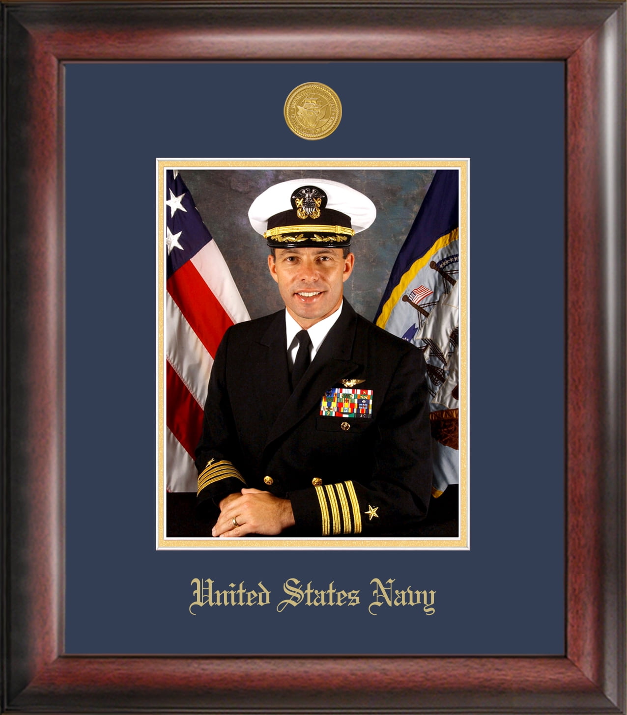 Patriot Frame's Navy 8x10 Portrait Frame with Gold Seal