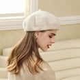 thumbnail image 5 of Beret Hat for Women, French Pearl Rhinestone Beanie Hat Winter Warm Adjustable Artist Cap 1pcs, 5 of 7