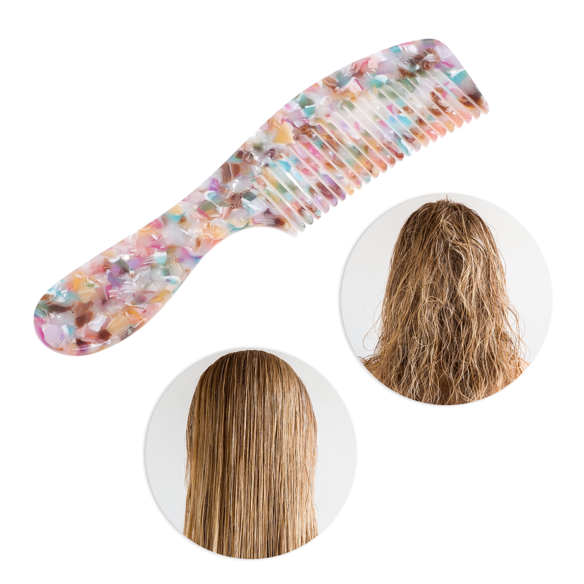 Unique Bargains 1 Pc Women Durable Hair Straightening Comb for Curly Wavy Hair Colorful