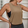 thumbnail image 3 of Gyujnb Women Loose Sleeveless Workout Tank Top, Breathable Moisture‑Wick Cropped Athletic Yoga Gym Cover‑Up Vest,Khaki, 3 of 4