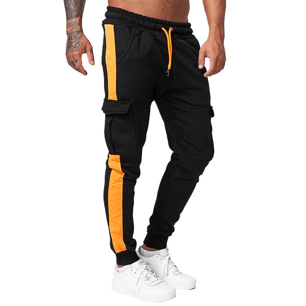 Men Elastic Drawstring Joggers Sweatpants Sports Cargo Pants Gym Running Trousers Bottoms zhangyuxiang LED