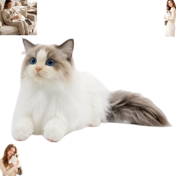 Soft Fluffy Stuffed Cat Plush Toy, 19.69in L x 9.45in H Cute Realistic Plush Kitten Doll Gift for Kids Cat Lovers Home Decor