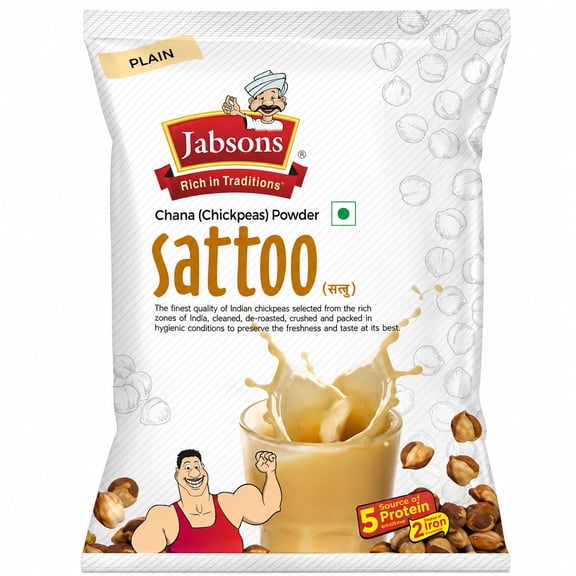Jabsons - Sattoo Flour (500g / 17.6 Oz) – Roasted Chana Chickpea Powder for Energy Drinks, Protein-Rich Cooking & Traditional Indian Nutrition