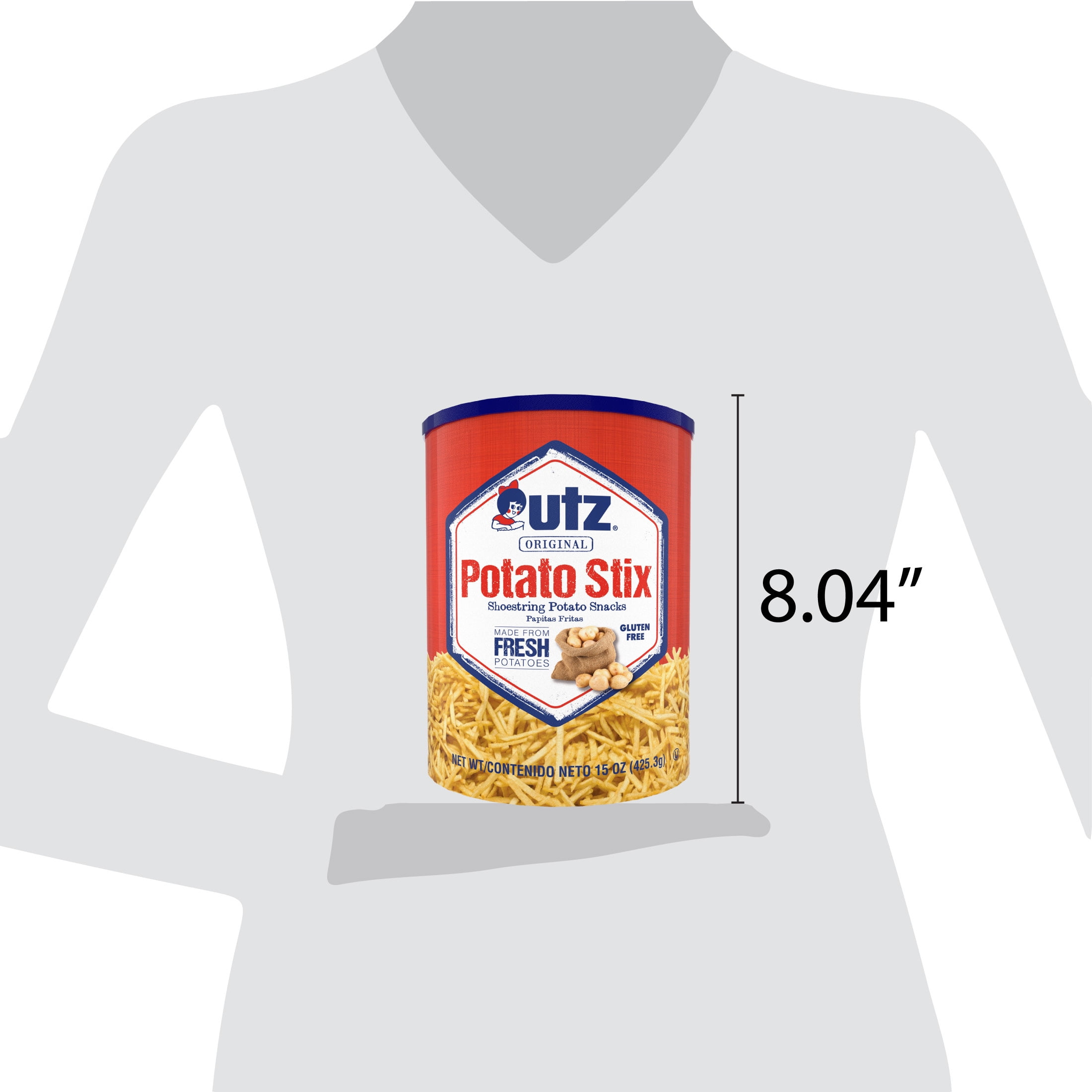 (6 pack) Utz Potato Stix, Gluten-Free, 15 oz Canister