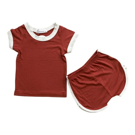 

Kids Sports Fashion Short Sleeve Tee Tops T-shirt+Shorts Boys Girls 2PCS Set