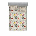 thumbnail image 2 of Ambesonne Floral Fitted Sheet & Pillow Sham Set, Flower Butterfly Pattern, Twin, Multicolor, 2 of 3