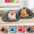 thumbnail image 3 of Seyurigaoka Pet Plush Nest Triangle Shape Solid Color Soft Dog Cat Sleeping Bed, 3 of 9